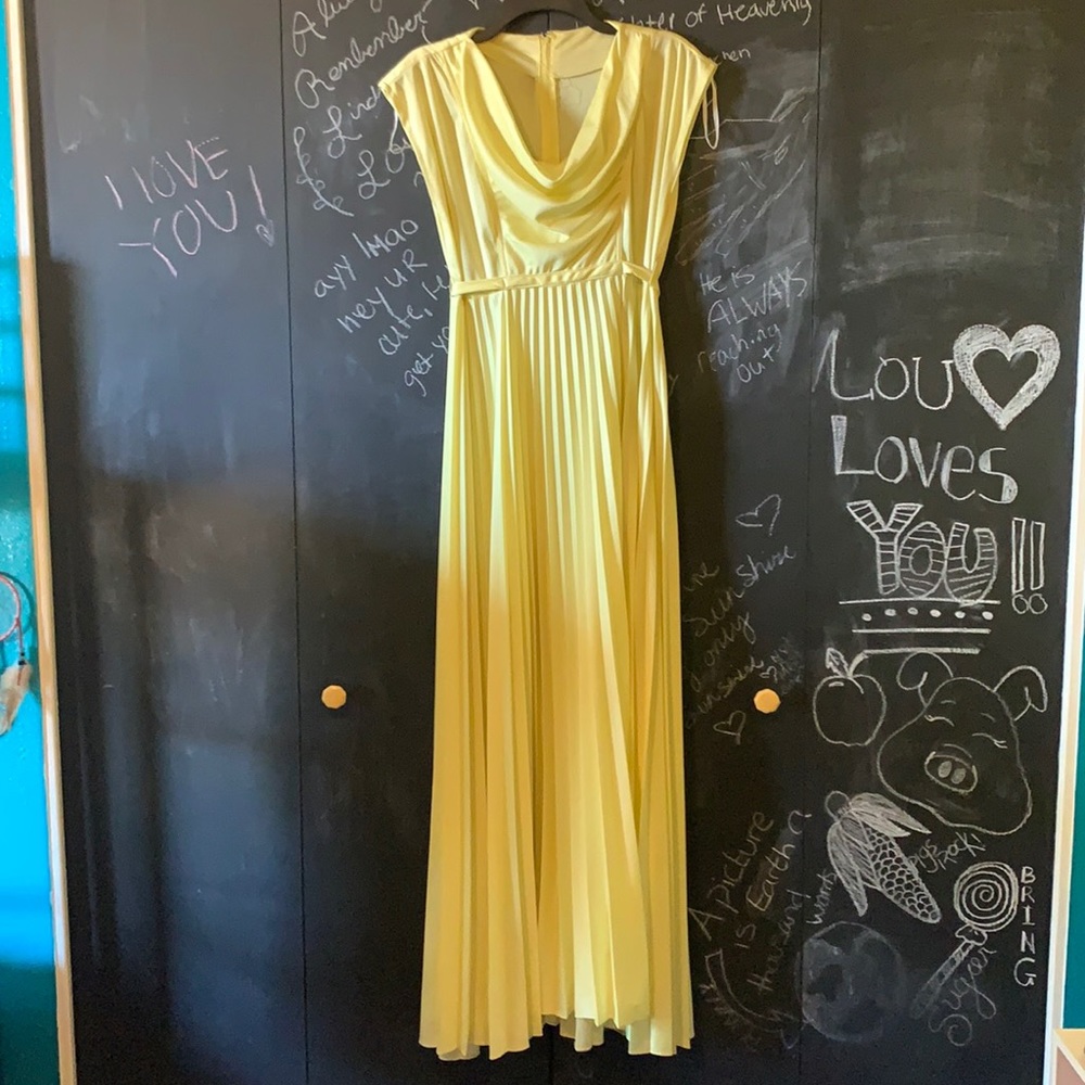 Yellow Pleated Formal/Prom Dress